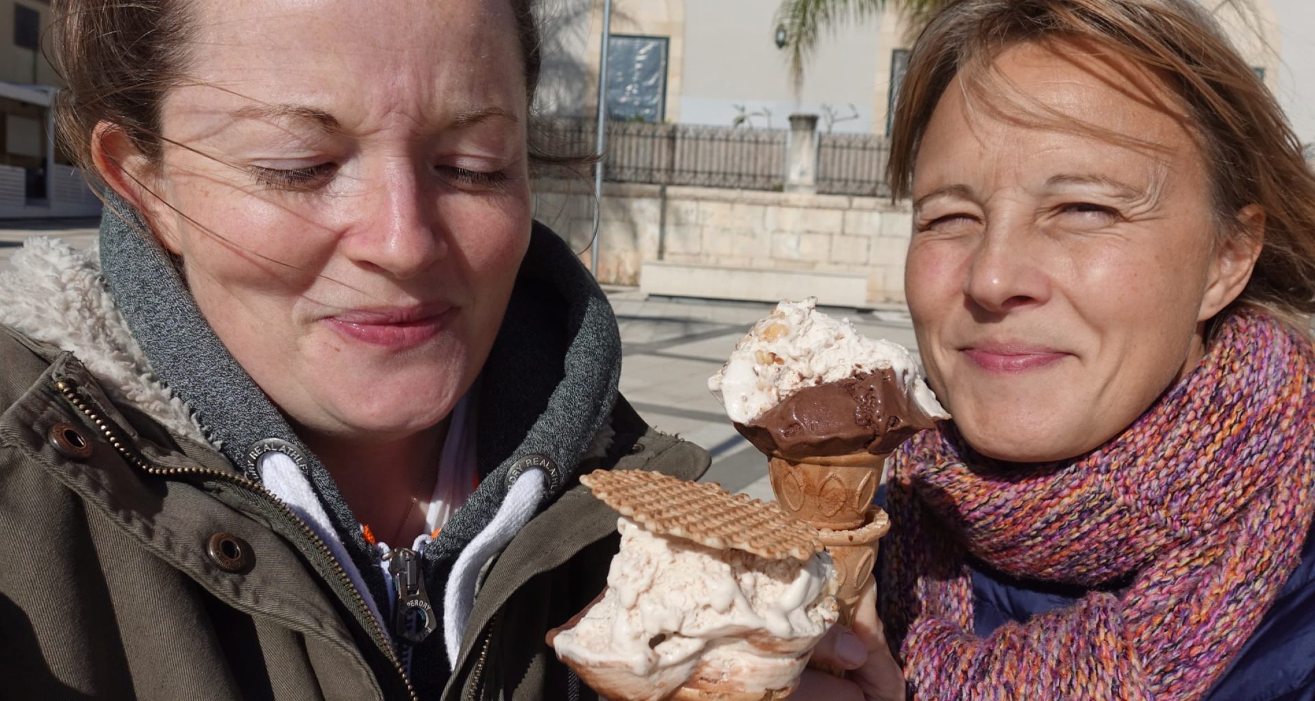 two people eating ice cream