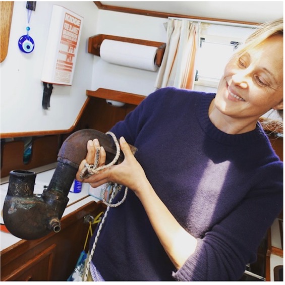 engine exhaust elbow on sailing boat