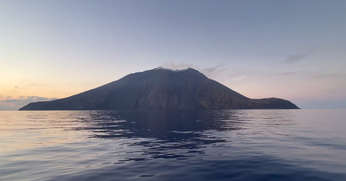 stromboli volcano at sunrise