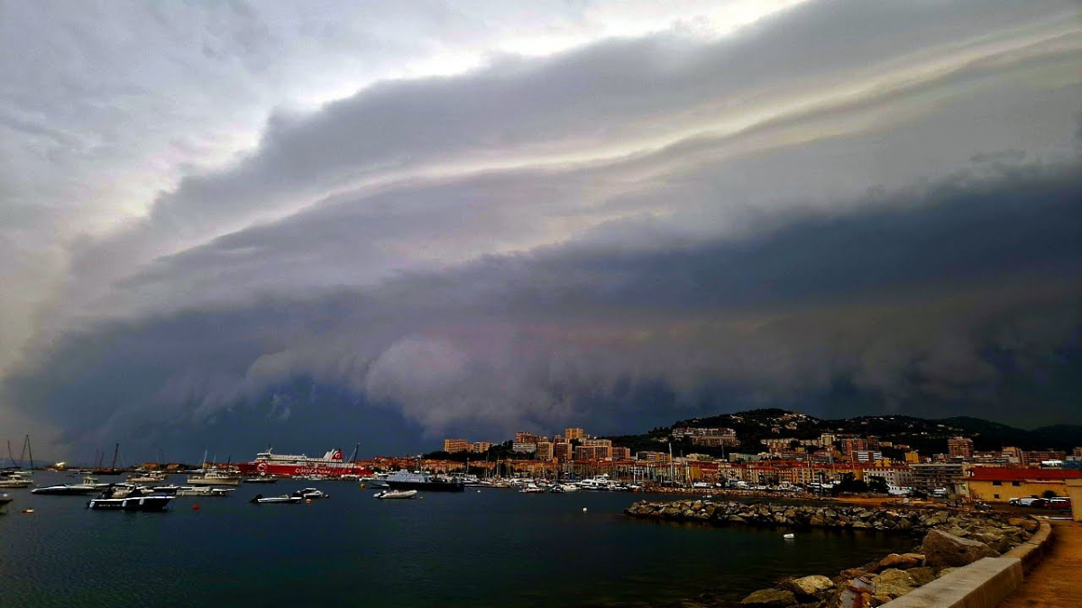 large storm cloud cell approaching corsica